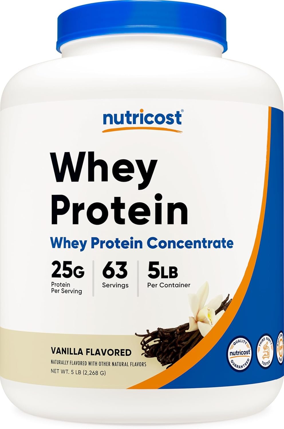 Nutricost whey protein concentrate 5 pound tub in Vanilla