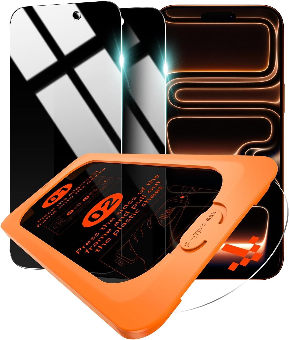 OMOTON privacy screen protector two-pack with alignment frame