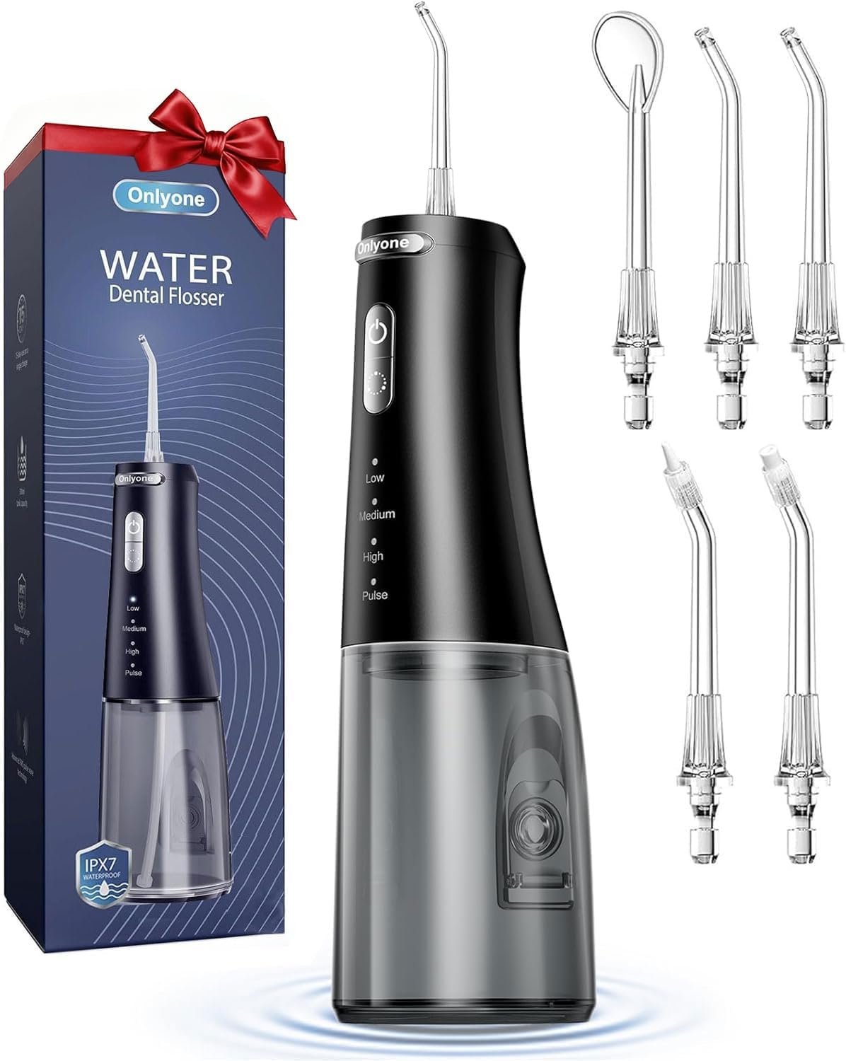 Onlyone cordless water flosser with adjustable water pressure and nozzles