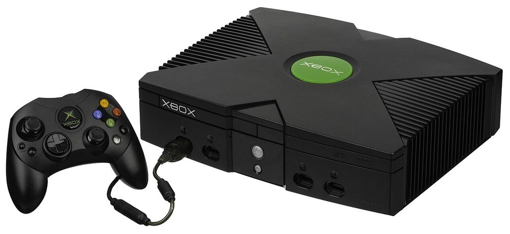 Original Xbox console with a controller
