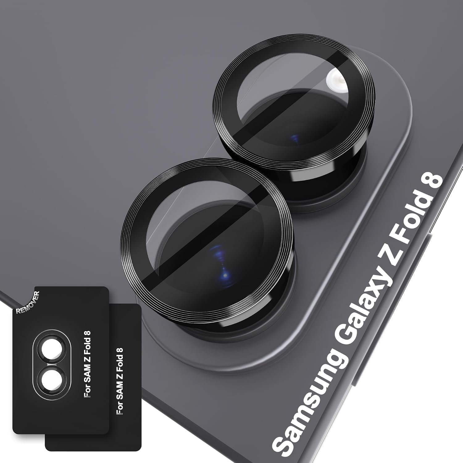 Orzero 9H glass camera lens protector two-set in black for the Samsung Galaxy Z Fold 8