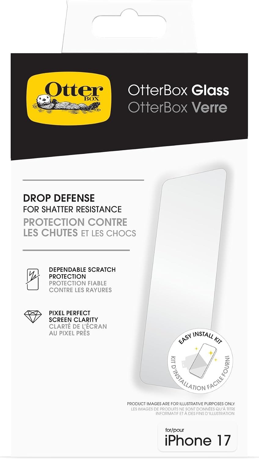OtterBox shatter resistant glass screen protector for iPhone 17