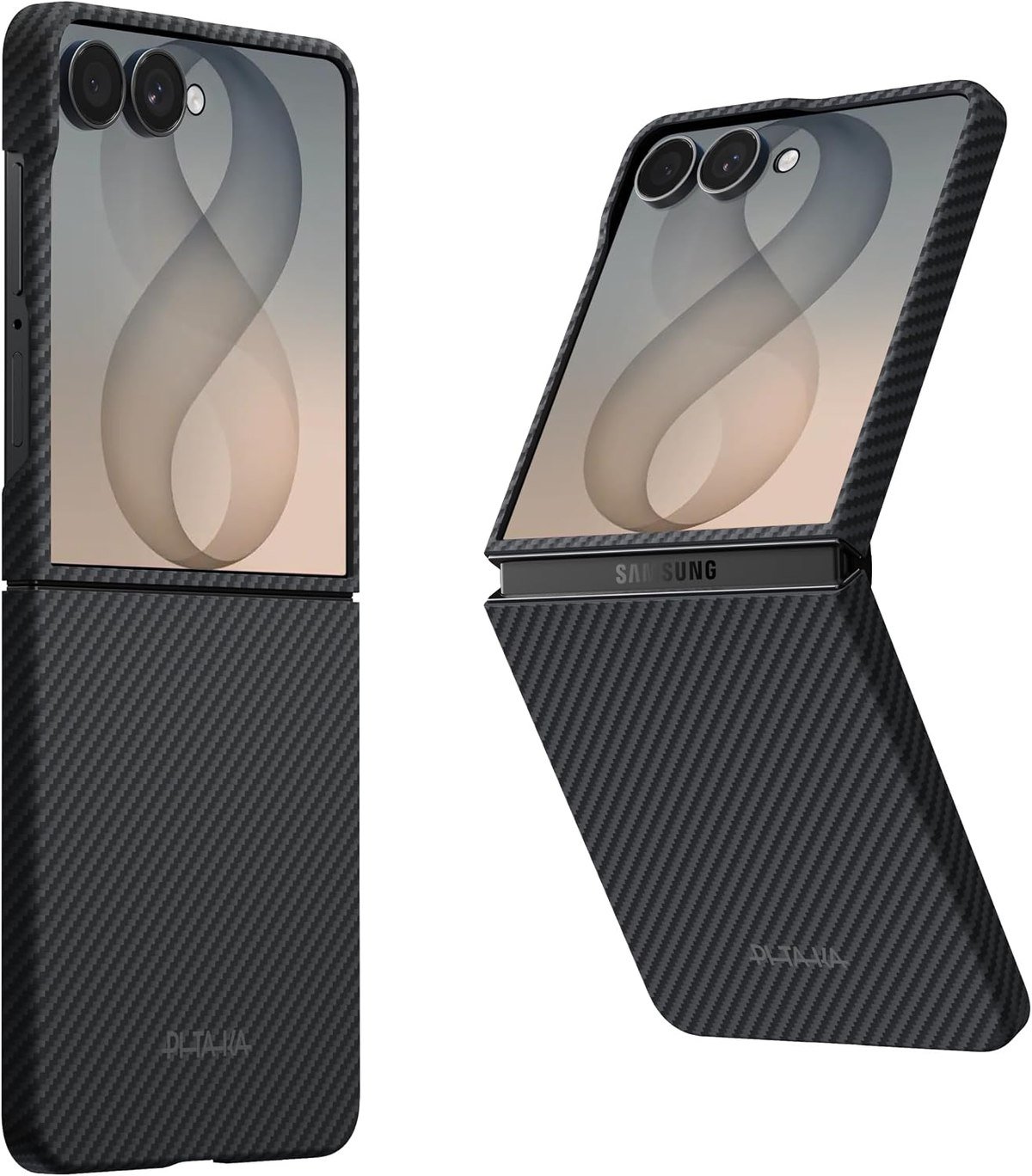 PITAKA aramid fiber case for Galaxy Z Flip 8 in black and grey twill