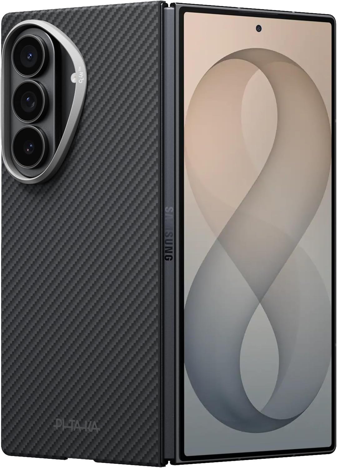 PITAKA aramid fiber case for Galaxy Z Fold 8 Ultra in black and grey twill