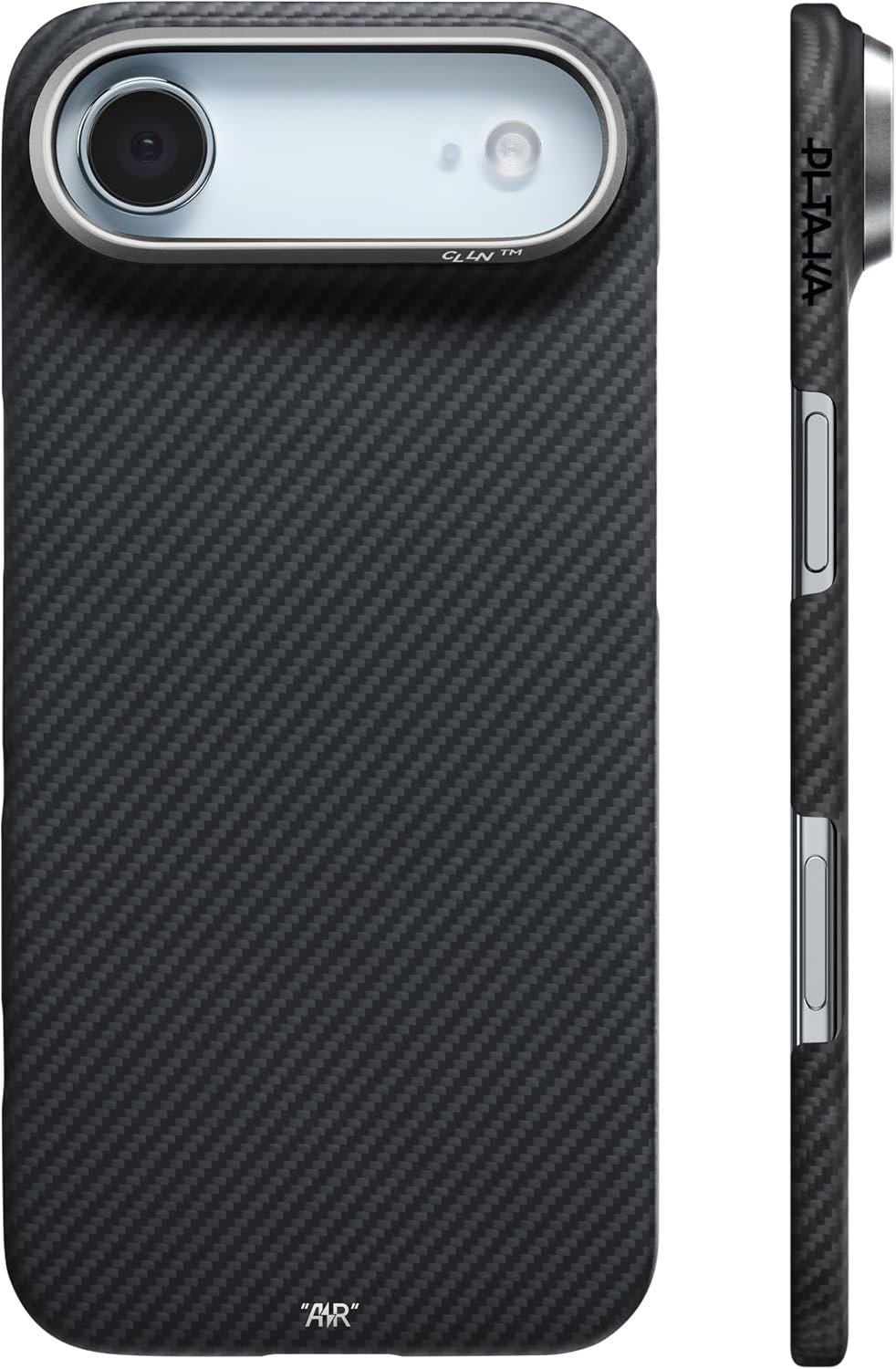 PITAKA aramid fiber case for iPhone Air in black and grey twill