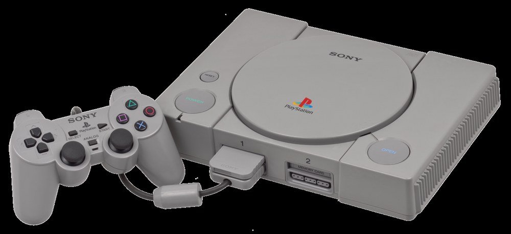 Original PlayStation console with a controller