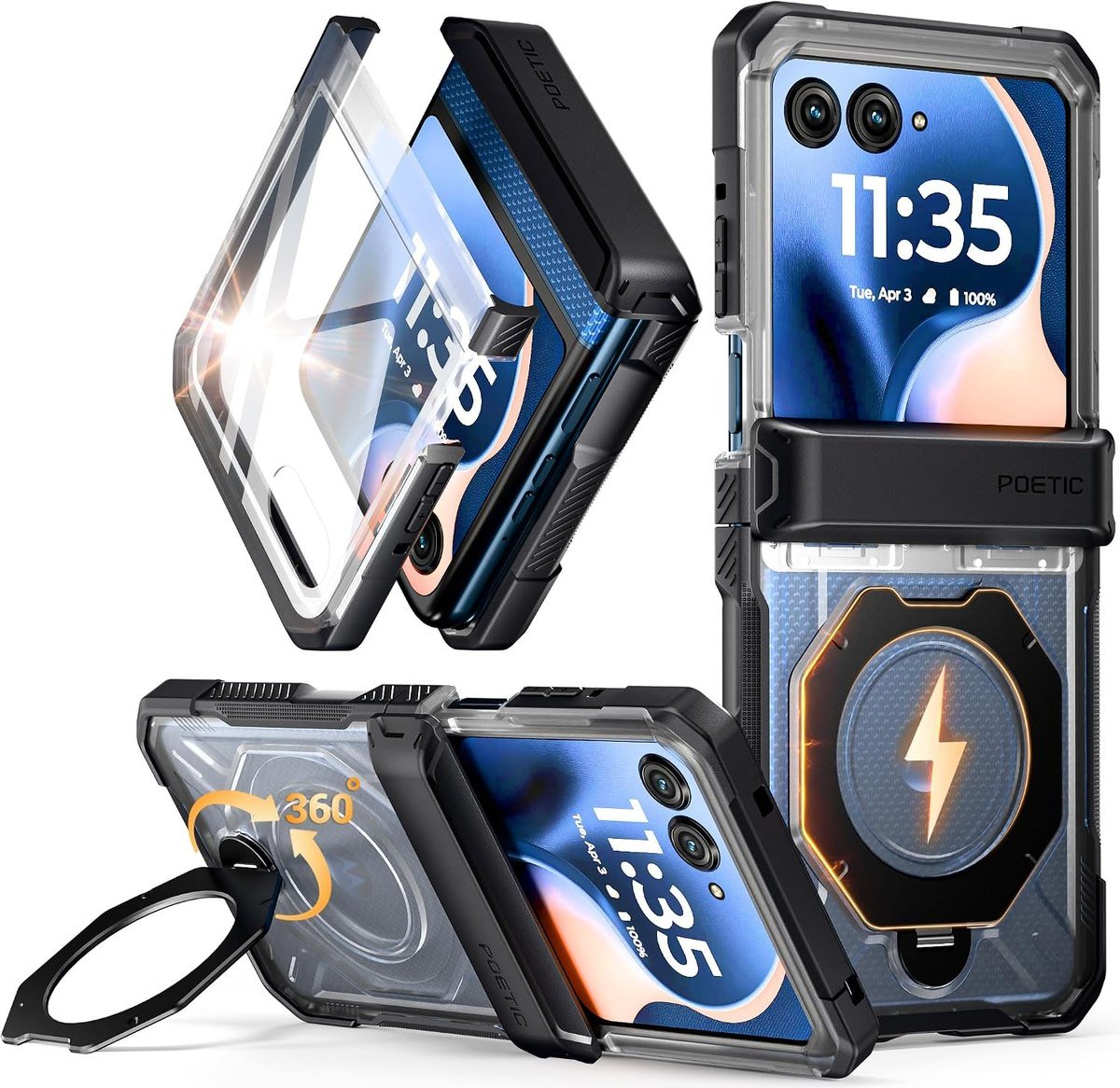 Poetic case with 360 degree rotating magnetic ring kickstand for Motorola Razr