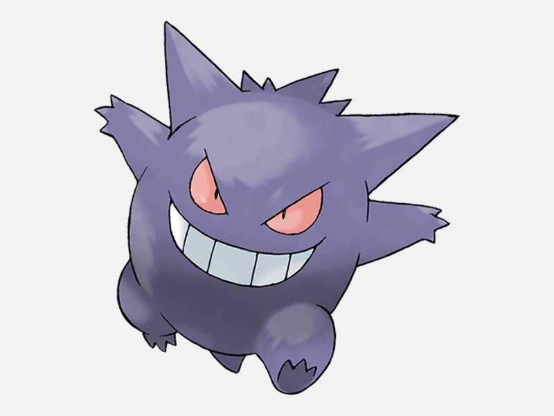 Official artwork of Gengar, a Ghost/Poison-type Pokémon