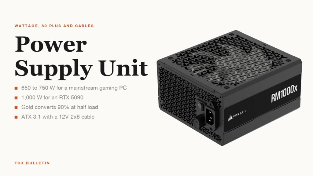 Corsair RM1000x beside the headline Power Supply Unit