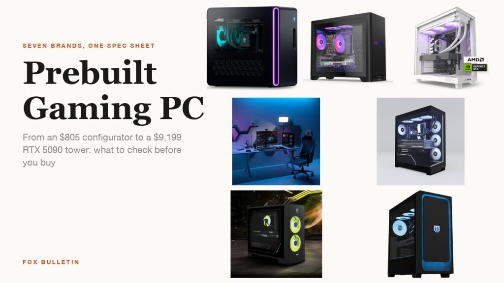 Seven prebuilt desktops beside the headline Prebuilt Gaming PC