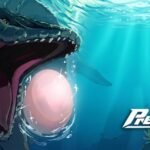 Prehistoric Farm mosasaurus guarding a glowing egg underwater on Roblox