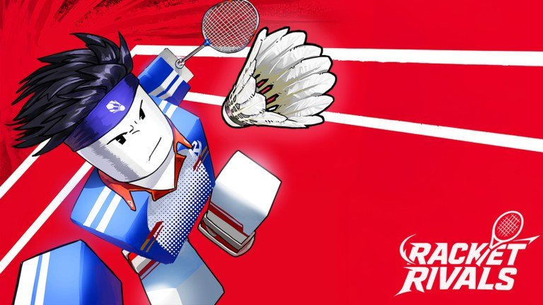 Racket Rivals character swinging at a shuttlecock on Roblox