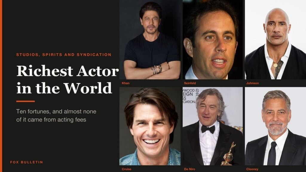 Portraits of six of the richest actors in the world, including Tyler Perry and Shah Rukh Khan
