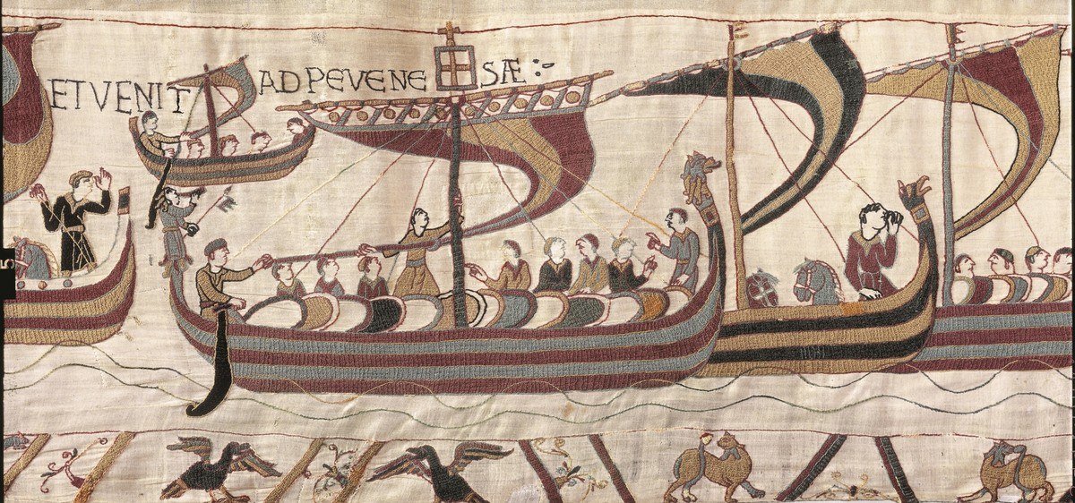 Detail of the Bayeux Tapestry showing Norman ships crossing the Channel