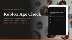 Roblox age check screen explaining camera use, with the age groups it sorts accounts into