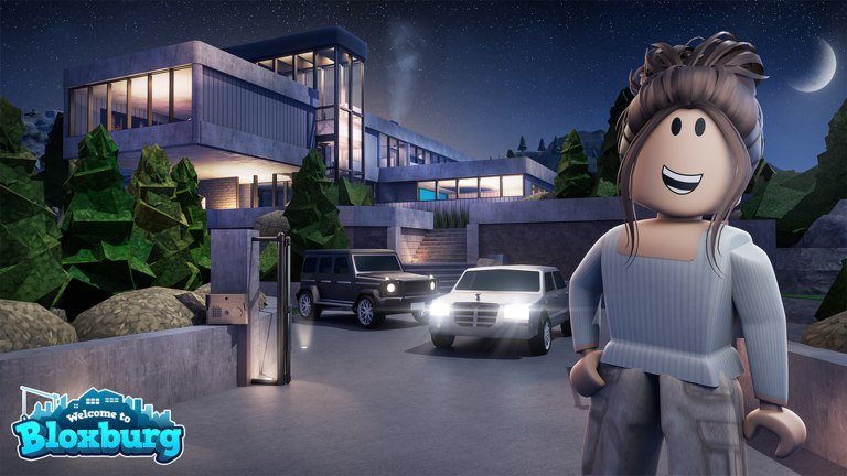 Welcome to Bloxburg thumbnail showing a suburban house and town street
