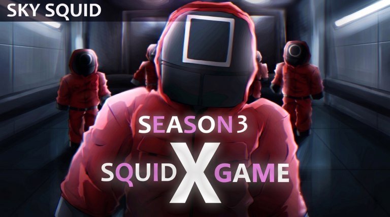 Squid Game X thumbnail showing players in tracksuits at an elimination game