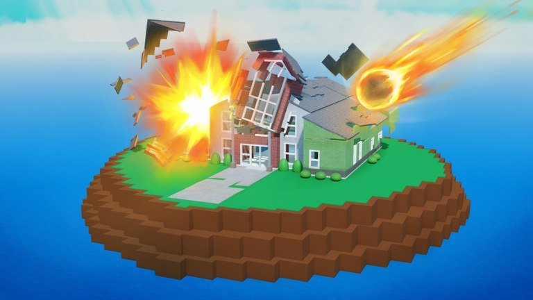 Natural Disaster Survival thumbnail showing a small map struck by a disaster