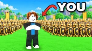 Roll A Stickman player facing a massed army of identical armoured knights