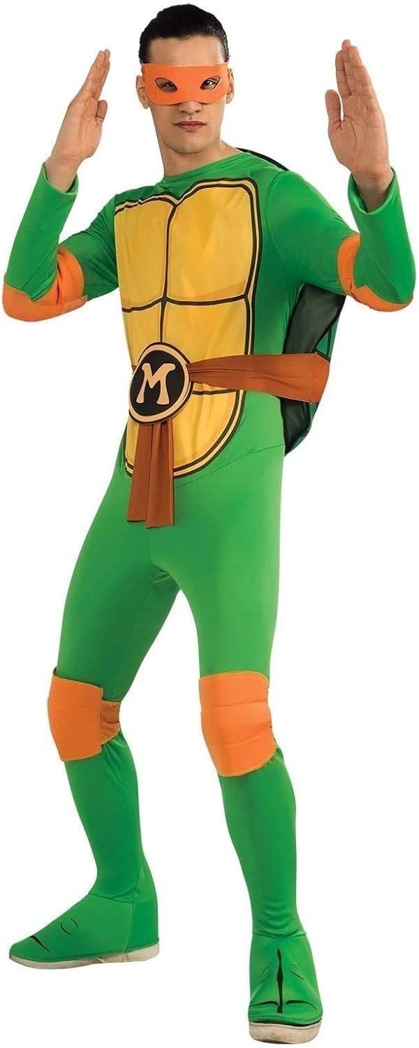 Rubie's Teenage Mutant Ninja Turtles Michelangelo adult costume with shell, orange eye mask and pads