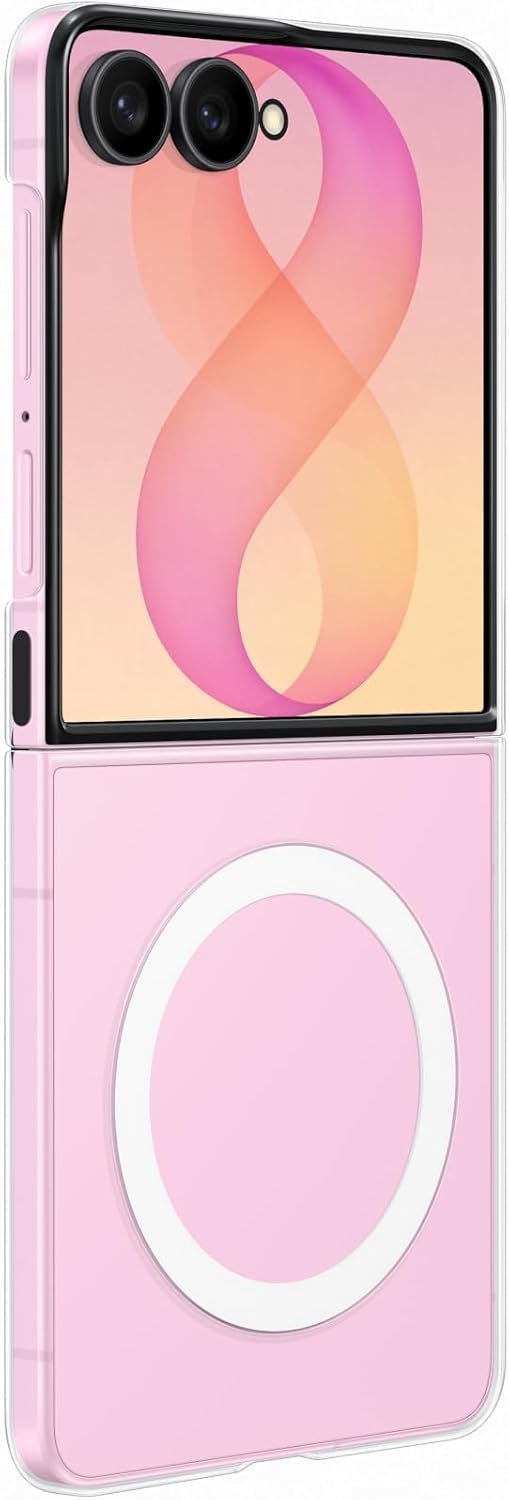 Samsung Clear Magnet Case on a pink Galaxy Z Flip8