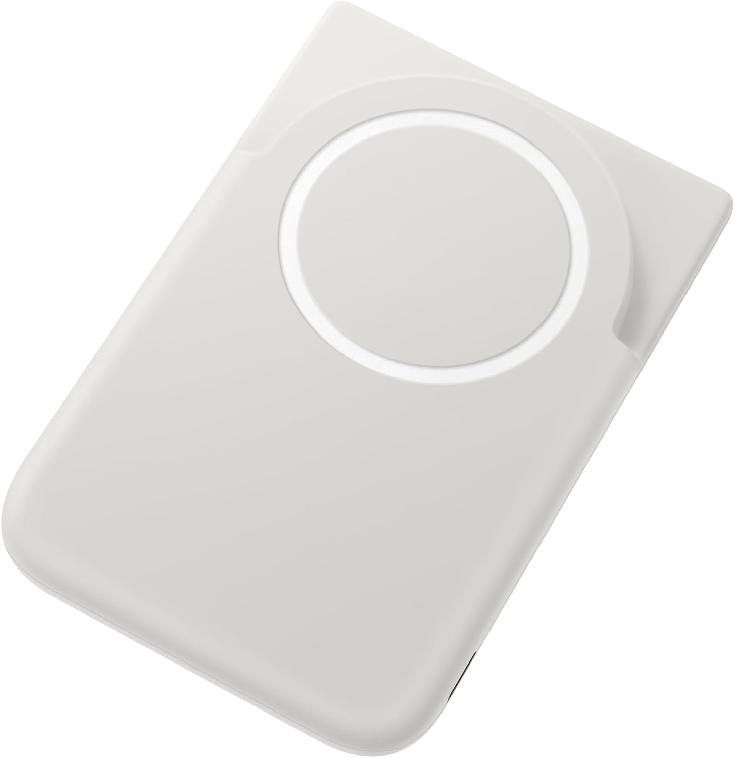 Samsung Galaxy Magnetic Wireless Battery Pack in white with its charging coil and fold-out kickstand