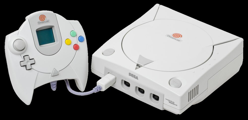 Sega Dreamcast console with a controller and VMU