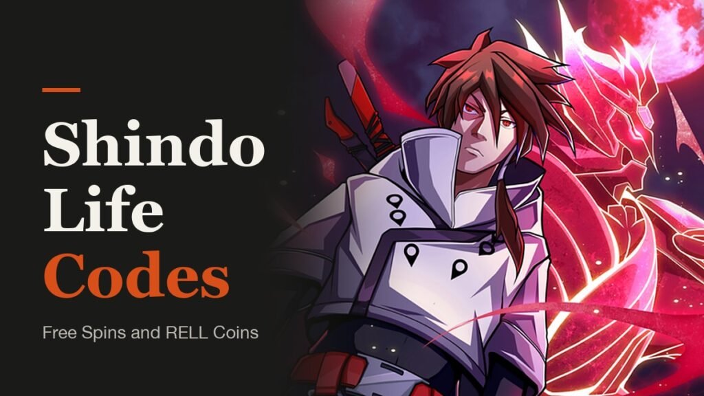Shindo Life Codes headline beside game art of a red-haired fighter wrapped in a red aura