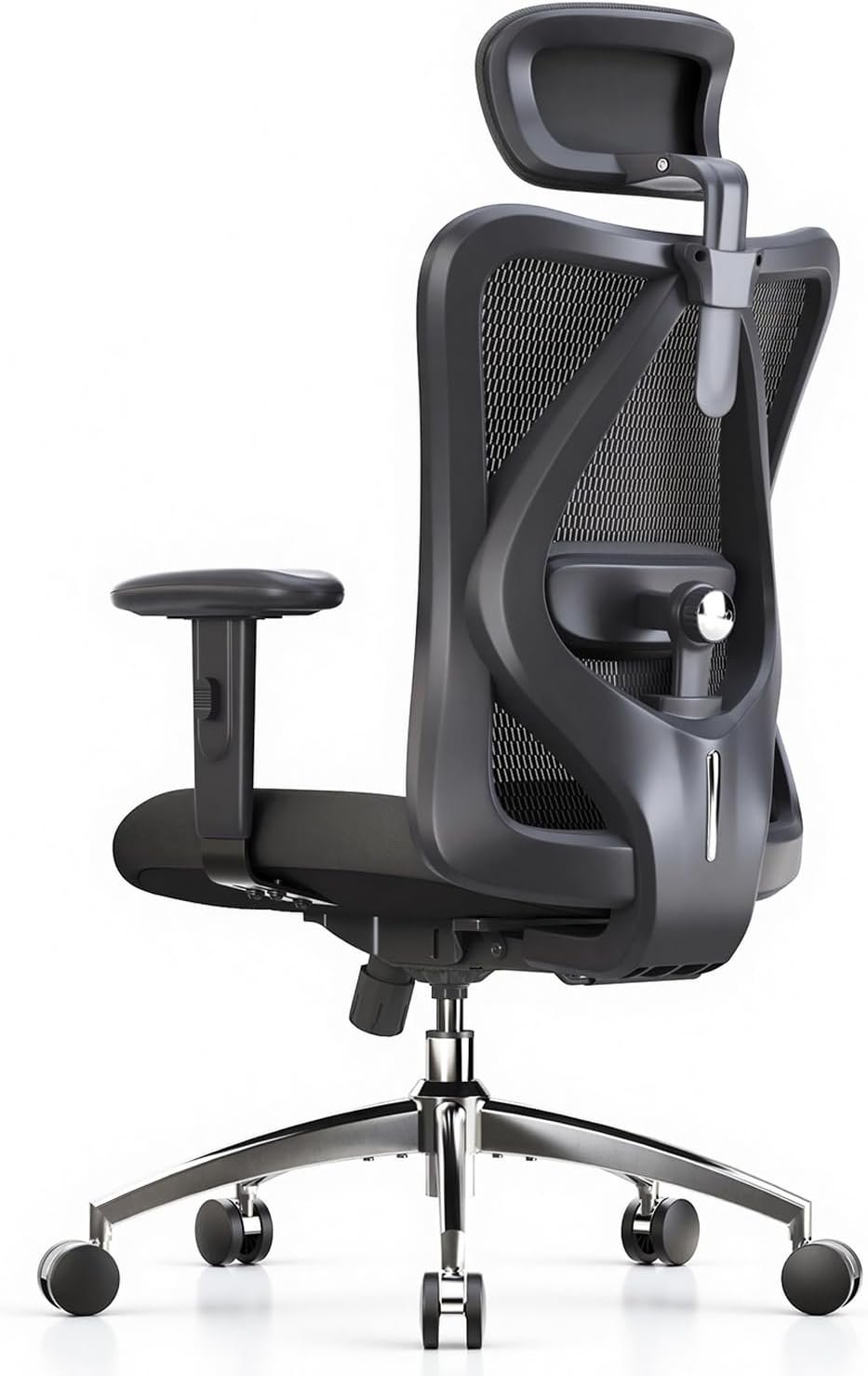 SIHOO M18 ergonomic mesh office chair with adjustable headrest in charcoal