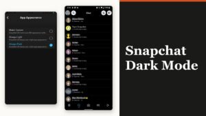 The Snapchat App Appearance screen with the dark option selected