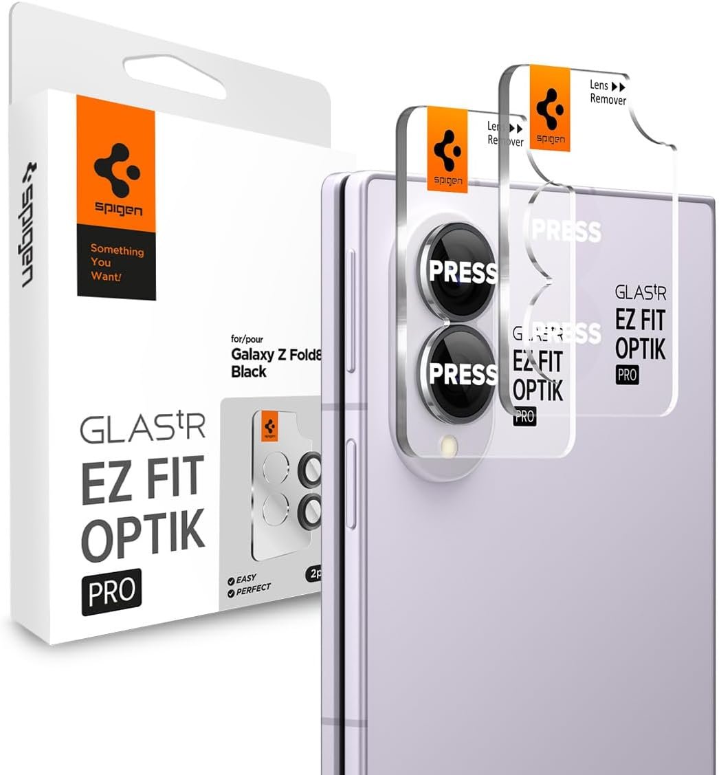 Spigen camera lens protector two-pack in black for the Samsung Galaxy Z Fold 8