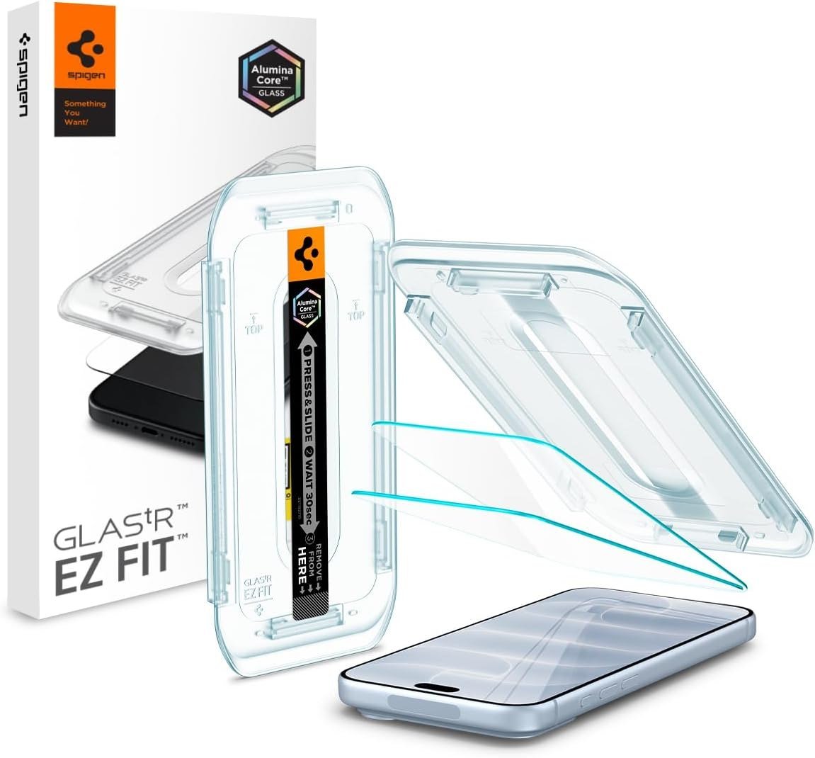 Spigen GlasTR EZ Fit glass and auto-alignment tray for iPhone 18 Pro