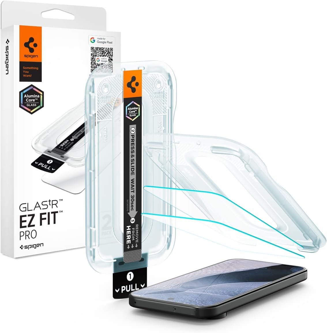 Spigen GlasTR EZ FIT screen protector for Google Pixel 11 Pro XL with the EZ FIT alignment tray