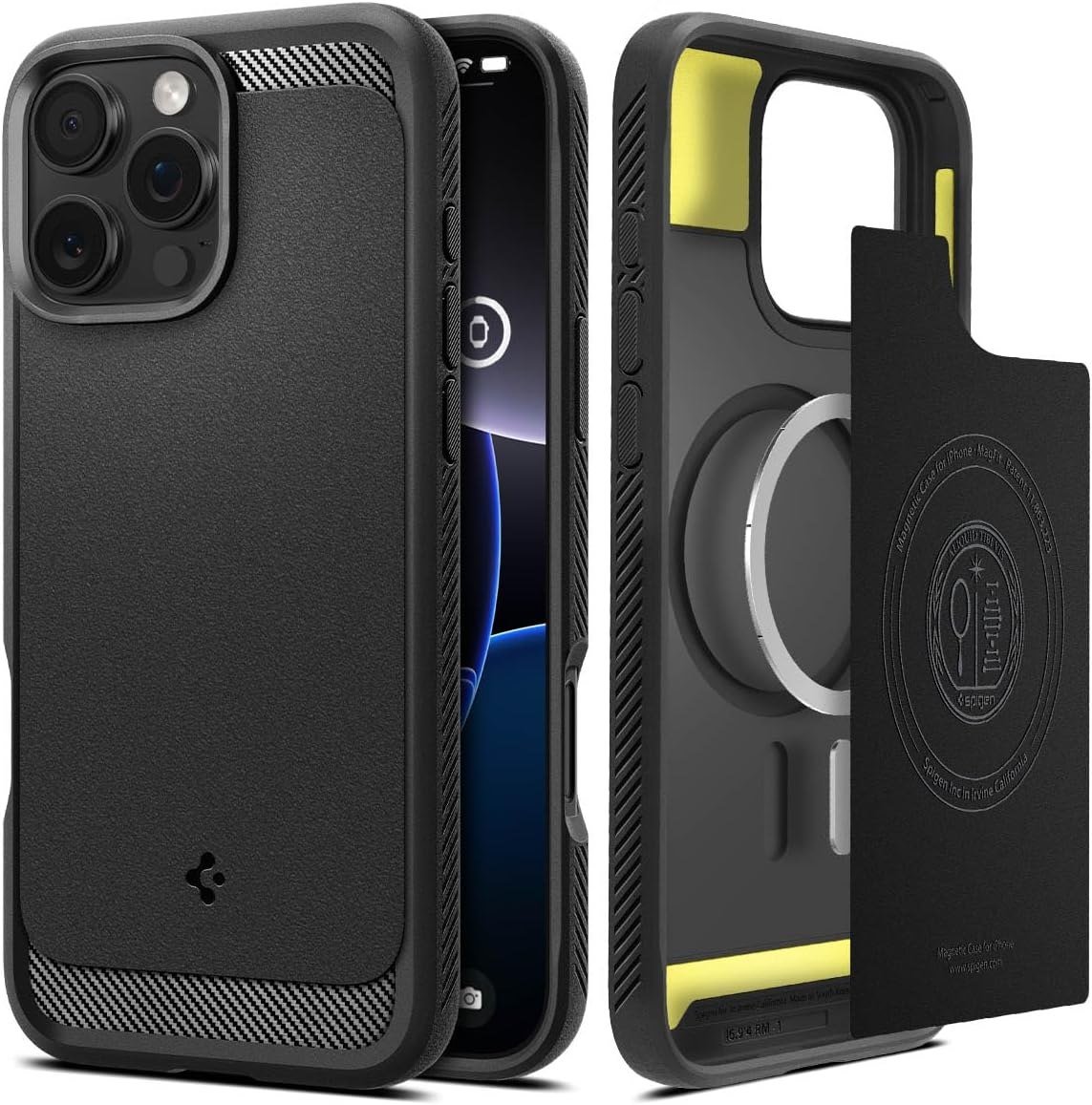 Spigen Rugged Armor MagFit case for iPhone 16 Pro Max in matte black
