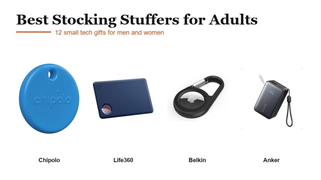 Best Stocking Stuffers for Adults: Chipolo POP, Tile Slim, Belkin Secure Holder, Anker Nano Power Bank 45W
