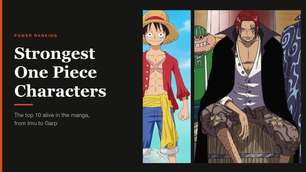 Strongest One Piece Characters headline beside anime art of Luffy and Shanks