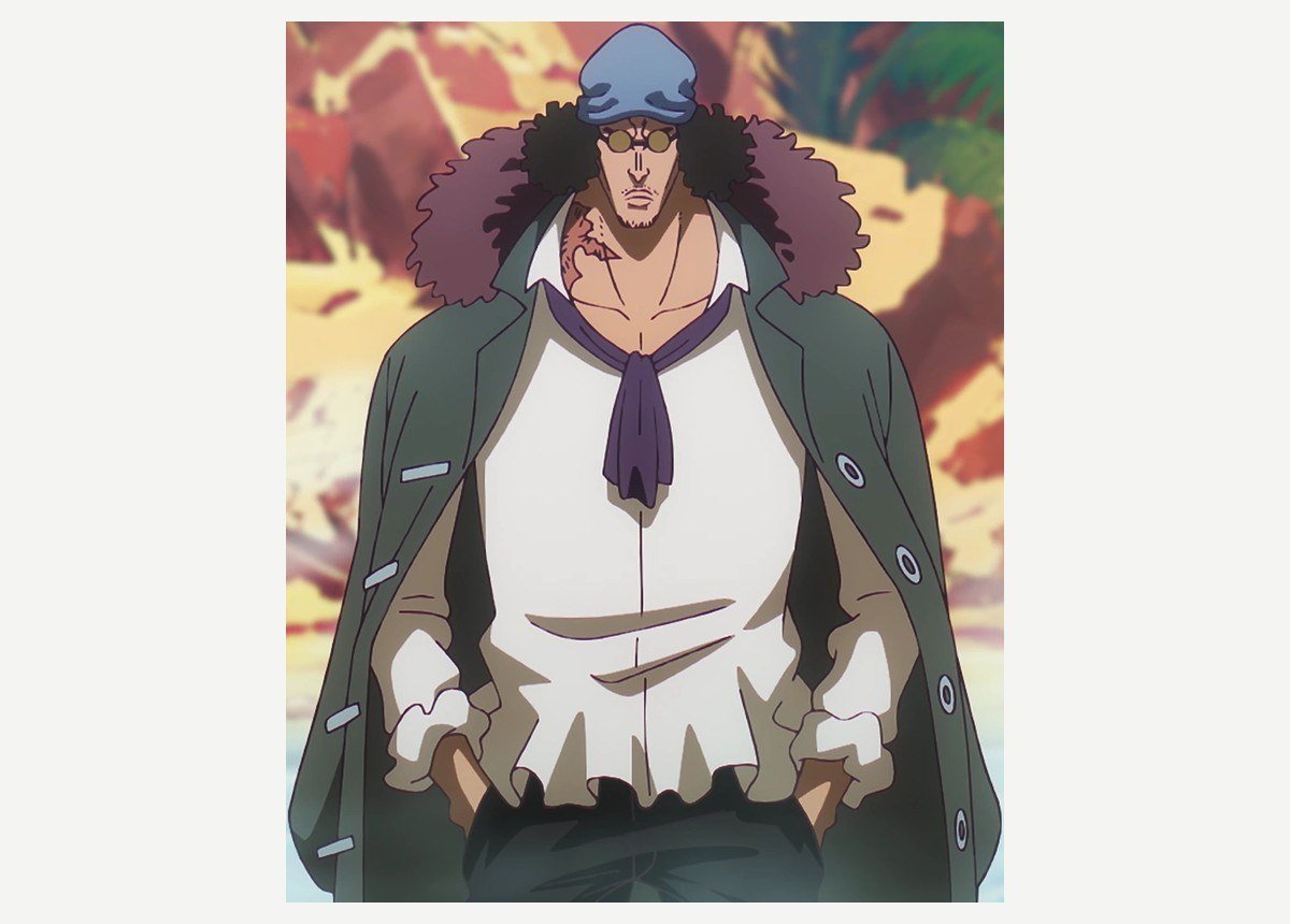 Kuzan, the former Admiral Aokiji, in his post-timeskip coat and hat