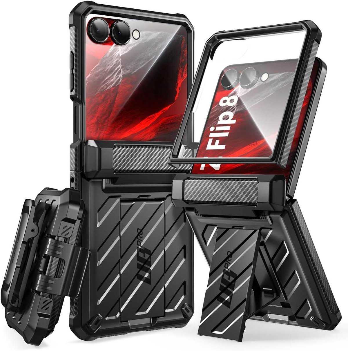 SUPCASE rugged case for Galaxy Z Flip 8 with rotating belt clip and kickstand