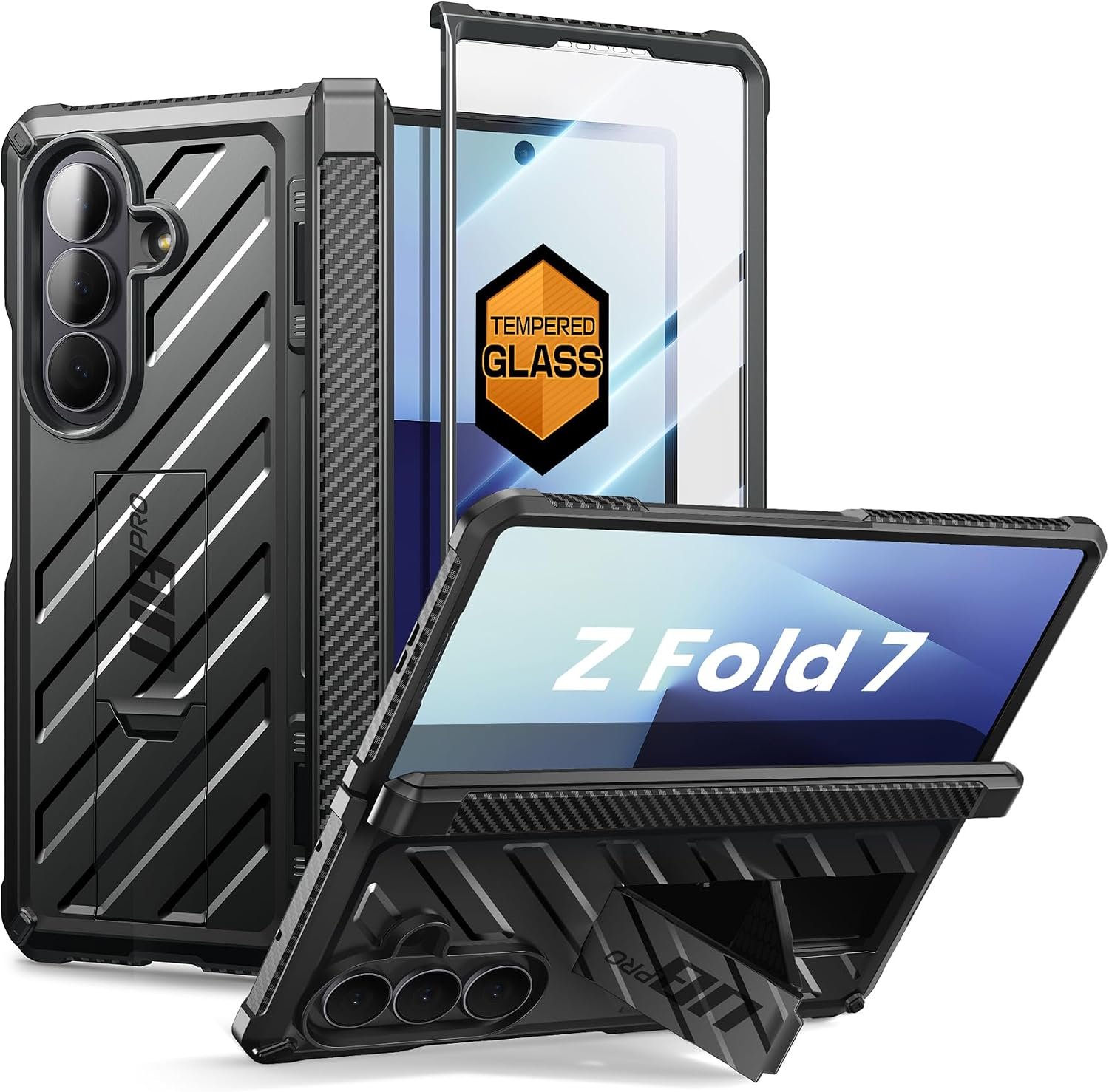 SUPCASE case with built-in kickstand and screen protector for the Samsung Galaxy Z Fold 7 in black