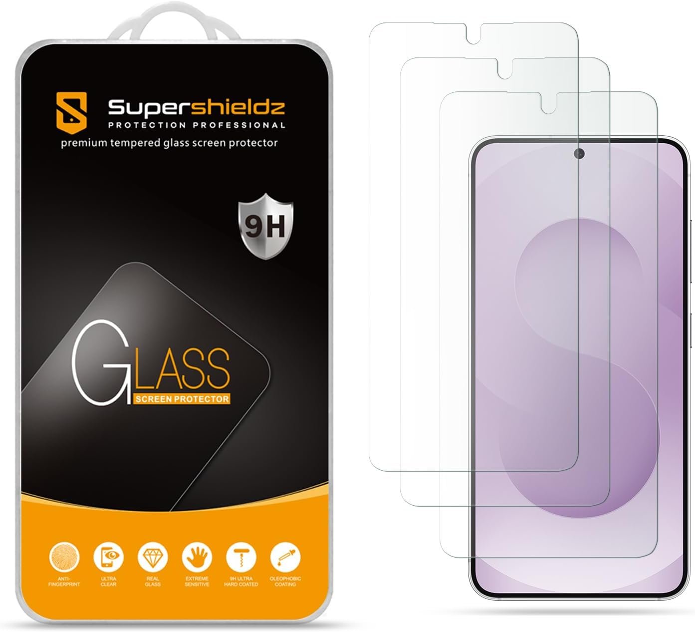 Supershieldz three-pack tempered glass screen protector for the Samsung Galaxy S26