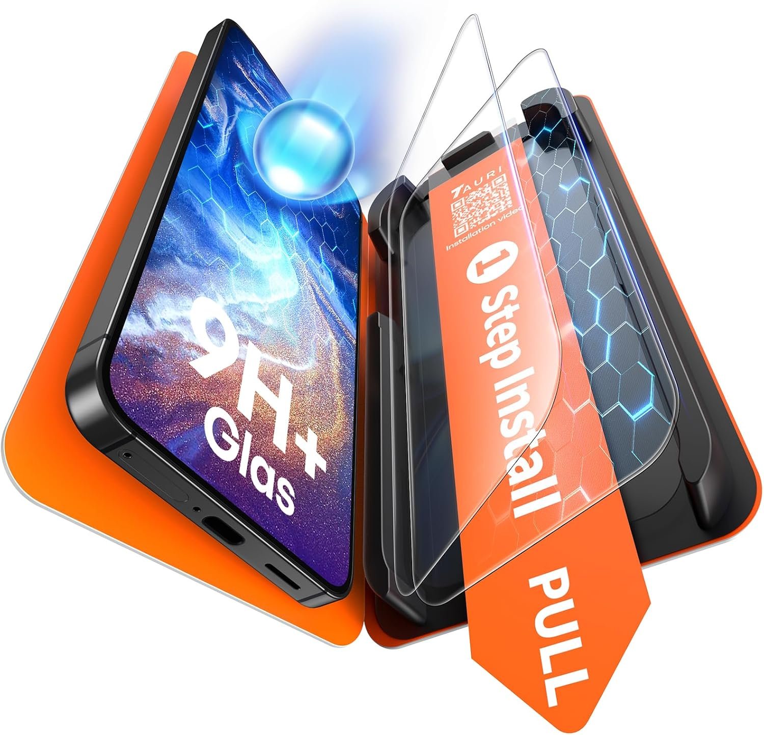 TAURI two-pack clear tempered glass screen protector with alignment tray for the Galaxy S26