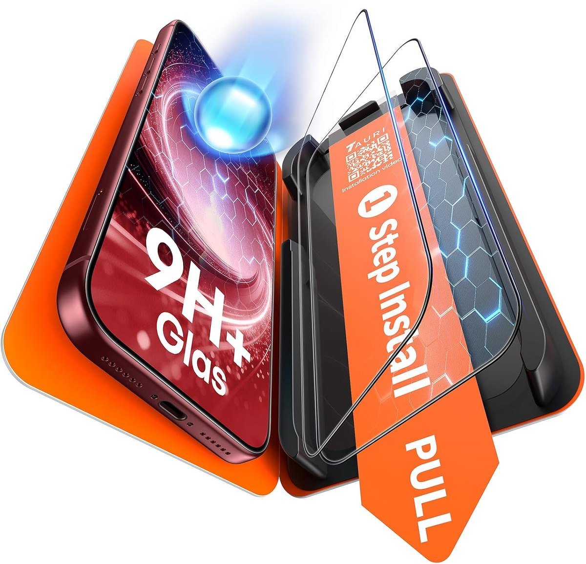 TAURI two-pack screen protector with one-step alignment tray