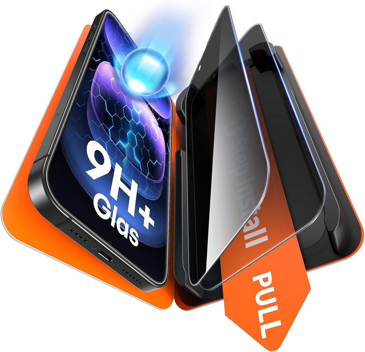TAURI privacy screen protector two-pack with one-step tray
