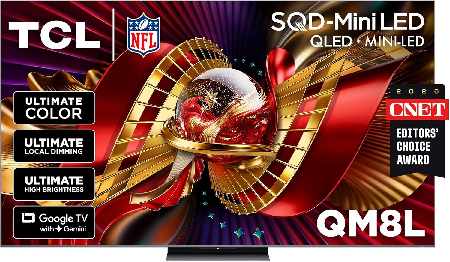 TCL 65 Inch Class QM8L Series | SQD-Mini-LED QLED Smart TV | 65QM8L, 2026 Model | 144Hz | Ultimate Color Brightness & Co