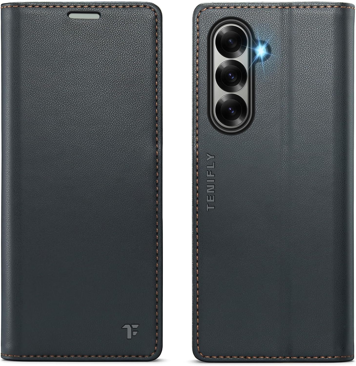 Tenifly PU leather wallet case with card holder for the Samsung Galaxy Z Fold 7 in black