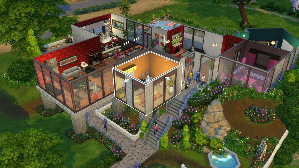 A house being furnished in The Sims 4 Build Mode
