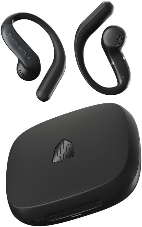 Timekettle LiveTalk open-ear translation earbuds in black with an open-ear hook design