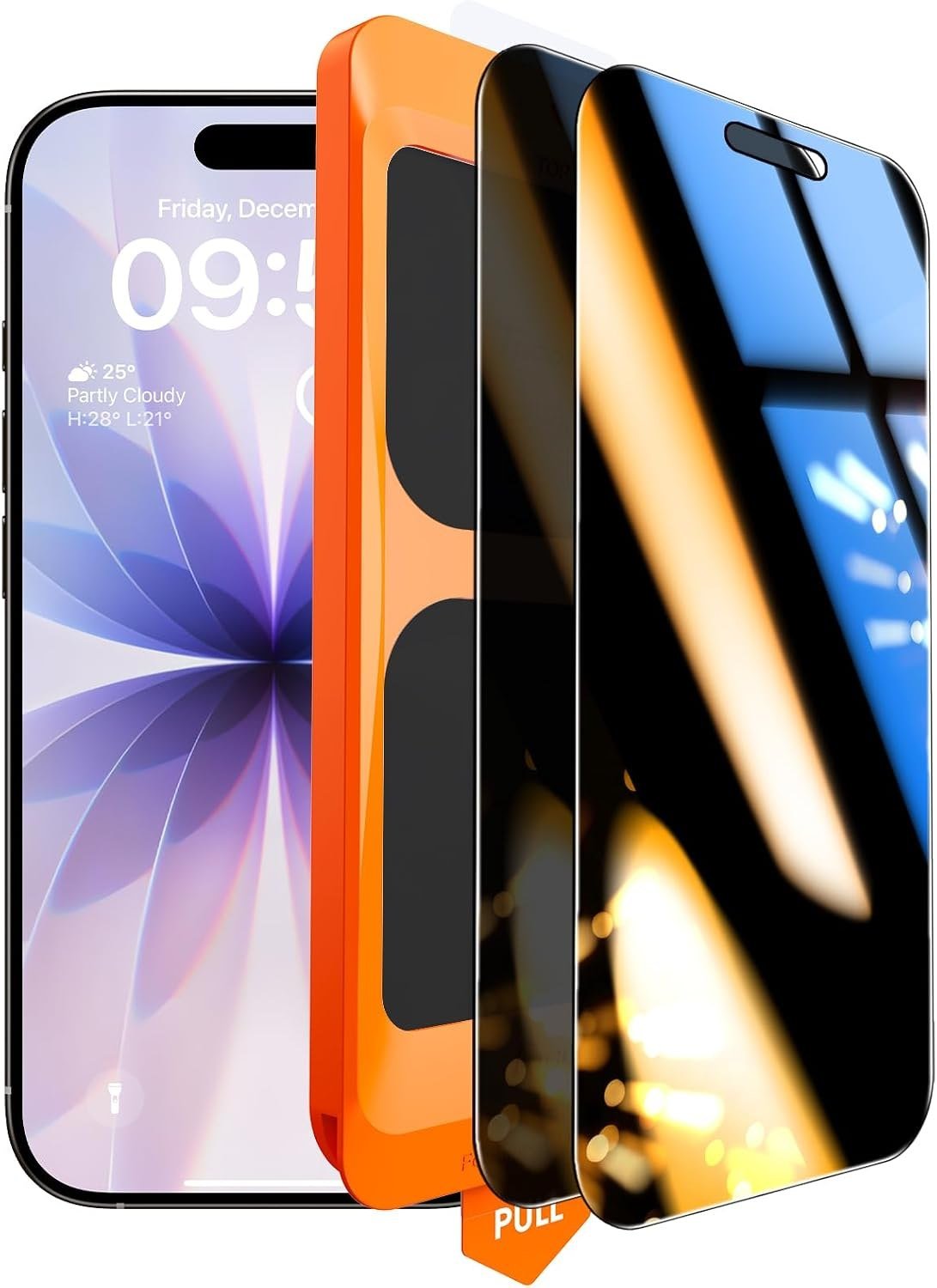 TOCOL privacy screen protector showing a darkened side view