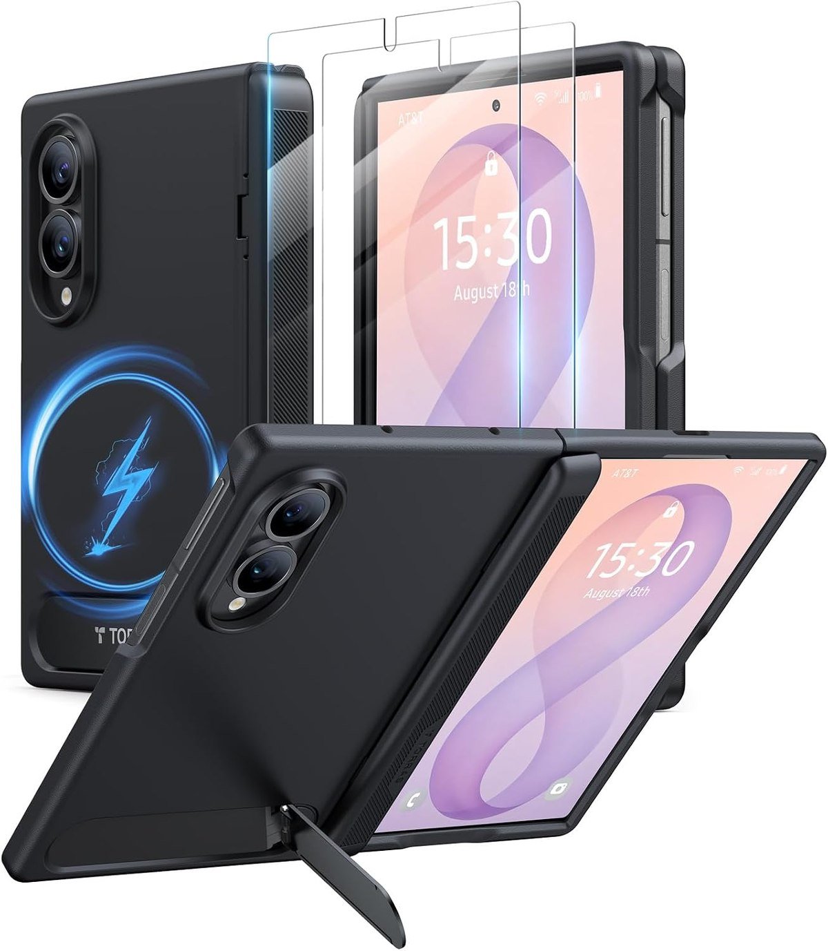 TORRAS Ostand L1 kickstand case for Galaxy Z Fold 8 with screen protectors