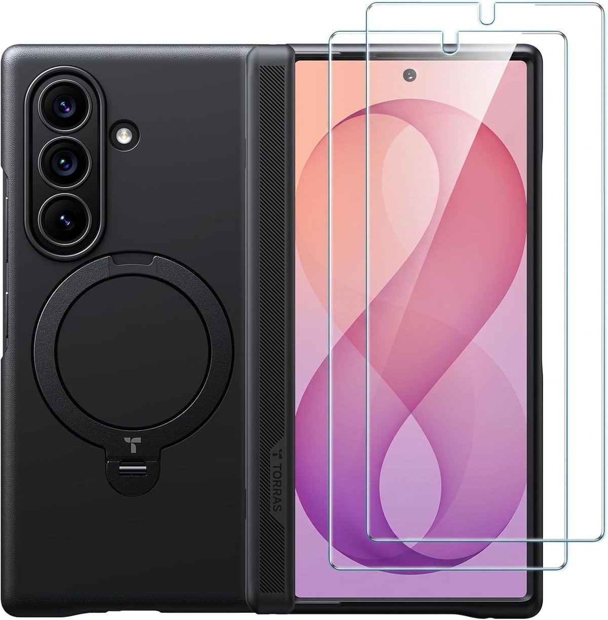 TORRAS Q3 Spin case for Galaxy Z Fold 8 Ultra with a 360-degree ring stand